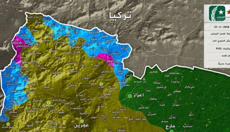 Ο χάρτης που δείχνει το μακελειό των Τούρκων στο Αφρίν